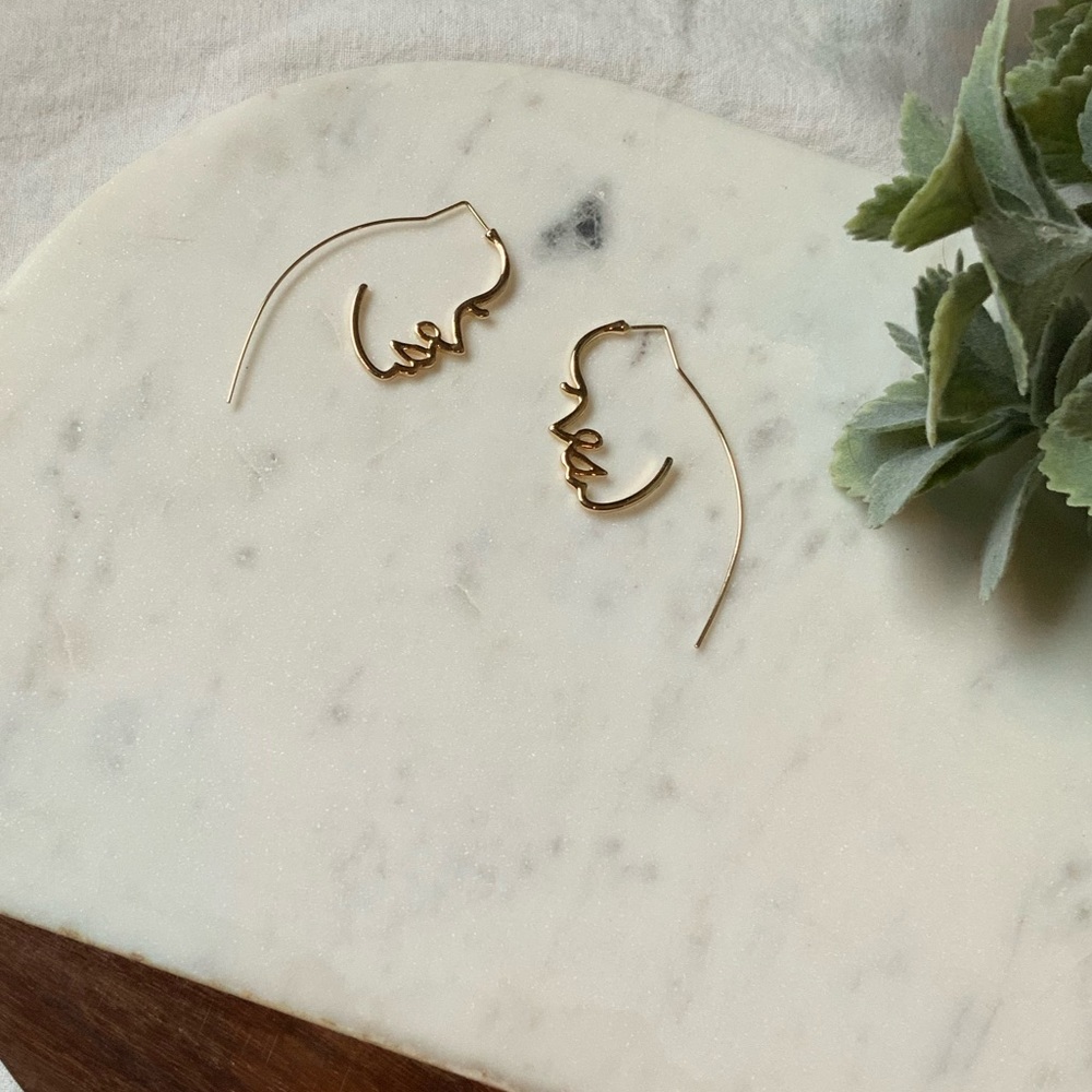 The Amina - Gold Statement Silhouette Earrings - Picture 7 of 9